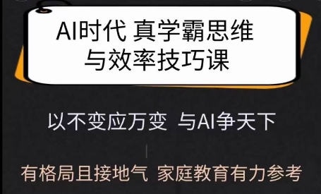 Ai时代真学霸思维与学习方法课，有格局且接地气，家庭教育有力参考-轻创副业圈