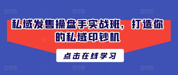 私域发售操盘手实战班，打造你的私域印钞机-轻创副业圈
