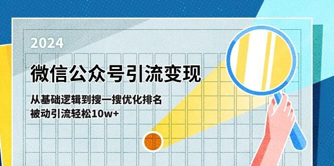 微信公众号-引流变现课-从基础逻辑到搜一搜优化排名，被动引流轻松10w+-轻创副业圈