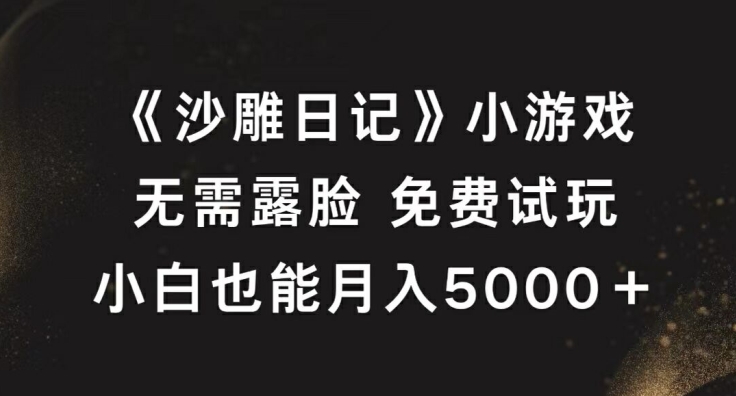 《沙雕日记》小游戏，无需露脸免费试玩，小白也能月入5000+【揭秘】-轻创副业圈