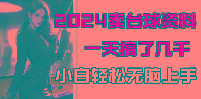 2024卖台球资料，一天搞了几千，小白轻松无脑上手-轻创副业圈