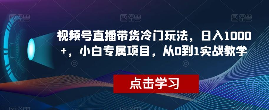 视频号直播带货冷门玩法，日入1000+，小白专属项目，从0到1实战教学【揭秘】-轻创副业圈