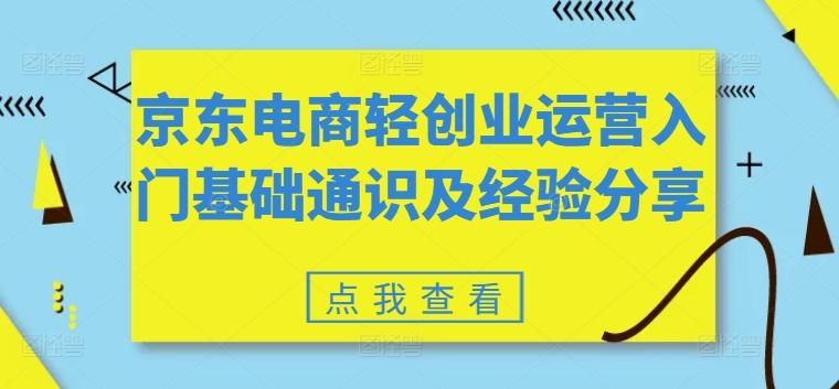 京东电商轻创业运营入门基础通识及经验分享-轻创副业圈