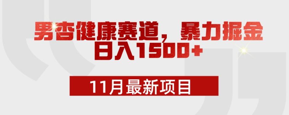 11月最新项目，男杏健康赛道，暴力掘金，日入1500+-轻创副业圈
