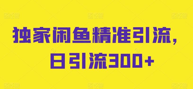 独家闲鱼精准引流，日引流300+【揭秘】-轻创副业圈