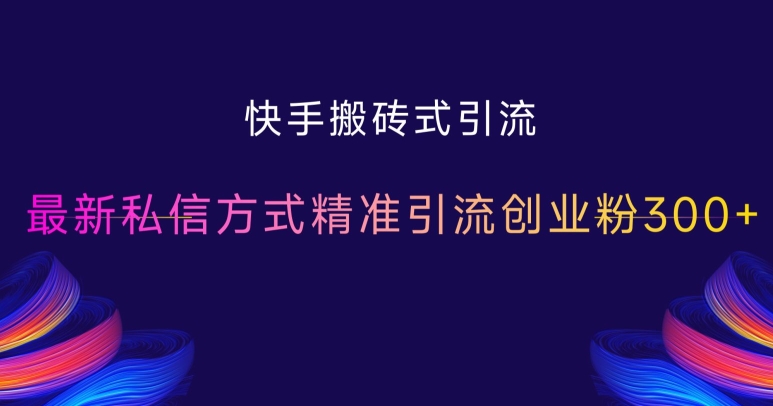 快手搬砖式引流，最新私信方式精准引流创业粉300+-轻创副业圈