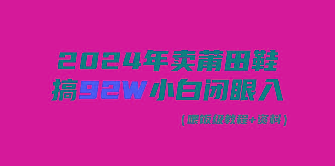 (9329期)2024年卖莆田鞋，搞了92W，小白闭眼操作！-轻创副业圈