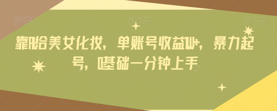 靠AI给美女化妆，单账号收益1W+，暴力起号，0基础一分钟上手-轻创副业圈