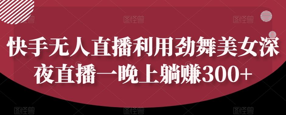快手无人直播利用劲舞美女深夜直播一晚上躺赚300+-轻创副业圈
