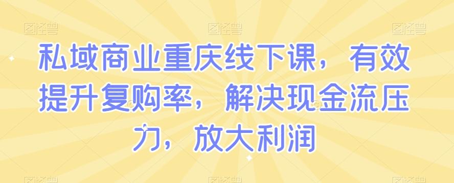 私域商业重庆线下课，有效提升复购率，解决现金流压力，放大利润-轻创副业圈