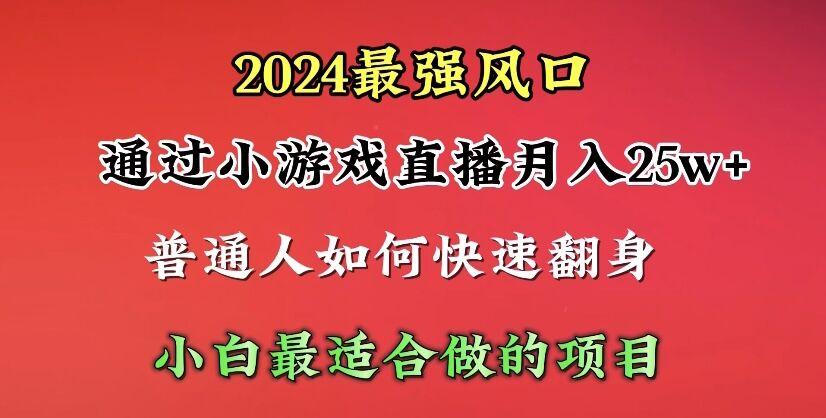 (10020期)2024年最强风口，通过小游戏直播月入25w+单日收益5000+小白最适合做的项目-轻创副业圈