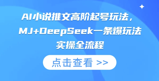 AI小说推文高阶起号玩法，MJ+DeepSeek一条爆玩法实操全流程-轻创副业圈