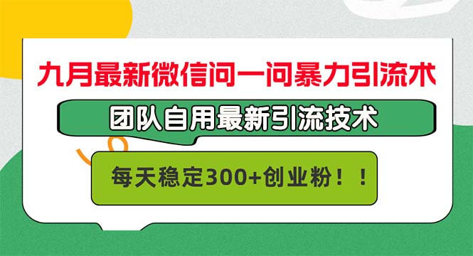 九月最新微信问一问暴力引流术，团队自用引流术，每天稳定300+创…-轻创副业圈