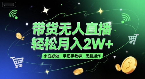 带货无人直播，轻松月入2W+，小白必做，手把手教学，无脑操作(附学习资料)-轻创副业圈