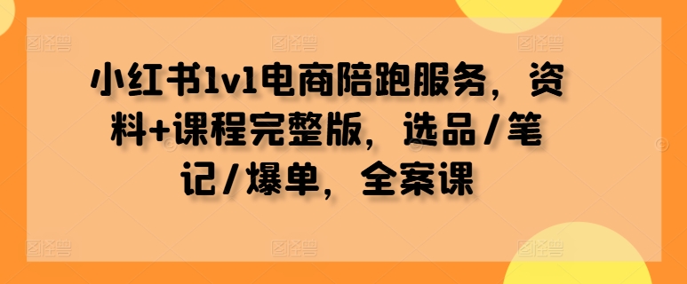 小红书1v1电商陪跑服务，资料+课程完整版，选品/笔记/爆单，全案课-轻创副业圈