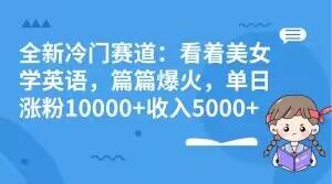 全新冷门赛道：看着美女学英语，篇篇爆火，单日涨粉10000+收入5000+-轻创副业圈