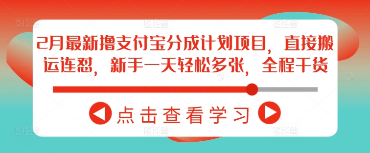 2月最新撸支付宝分成计划项目，直接搬运连怼，新手一天轻松多张，全程干货-轻创副业圈