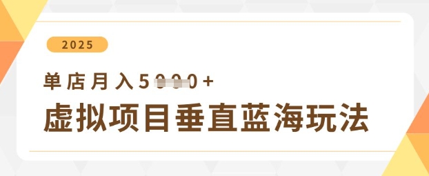 虚拟项目垂直玩法，实现单店月入5k+-轻创副业圈