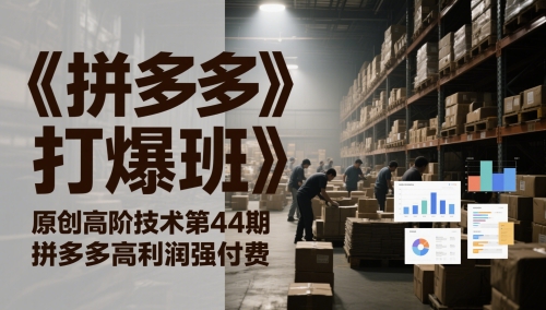 《拼多多打爆班》原创高阶技术第44期，拼多多高利润强付费-轻创副业圈