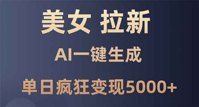 美女暴力拉新，通过AI一键生成，单日疯狂变现5000+，纯小白一学就会！-轻创副业圈