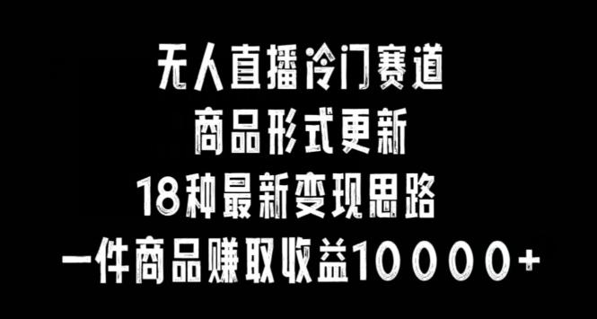 无人直播冷门赛道，商品形式更新，18种变现思路，一件商品赚取收益10000+【揭秘】-轻创副业圈