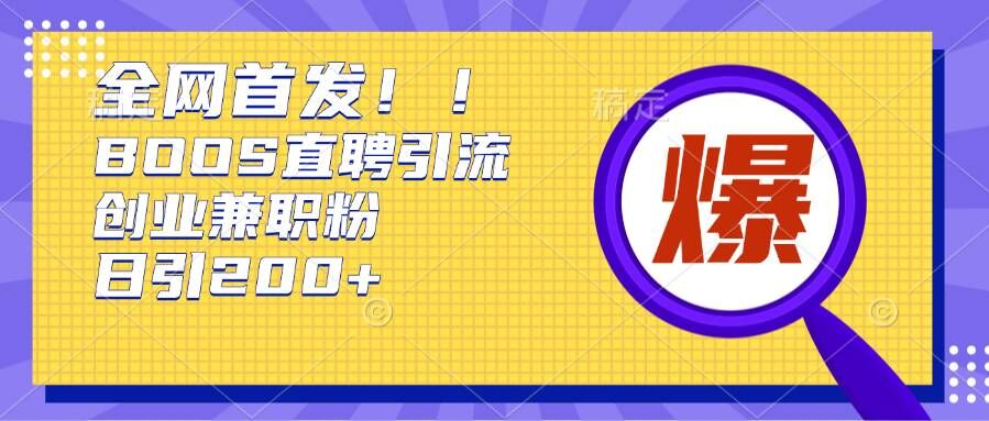 通过Boss直聘，每天轻松钓到200+多条创业大鱼的秘籍【揭秘】-轻创副业圈