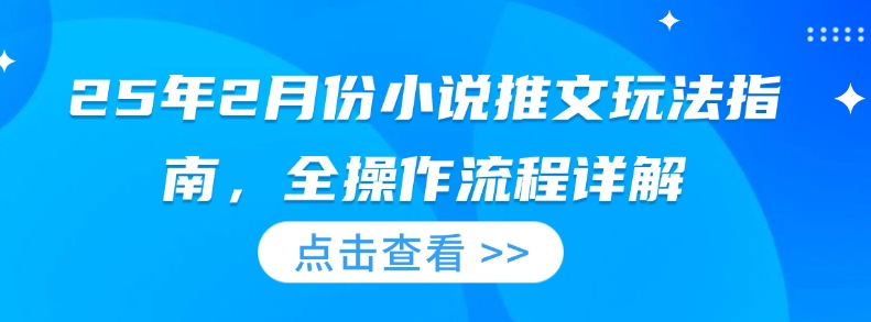 25年2月份小说推文玩法指南，全操作流程详解-轻创副业圈