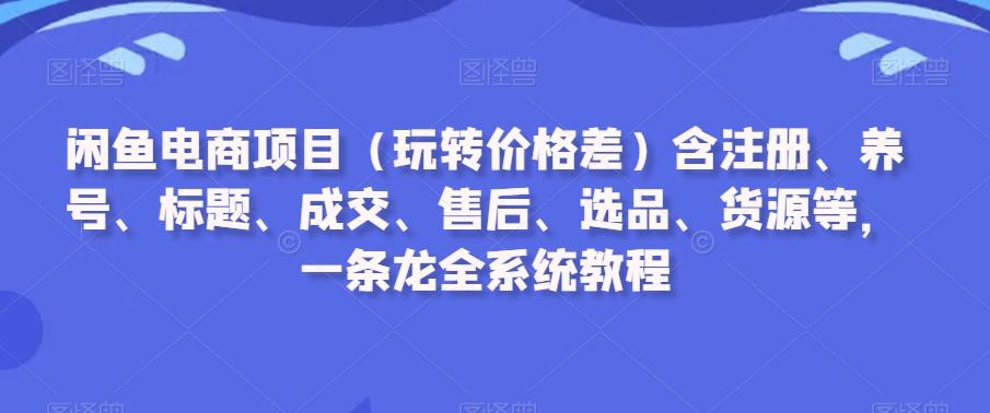 闲鱼电商项目(玩转价格差)含注册、养号、标题、成交、售后、选品、货源等，一条龙全系统教程-轻创副业圈