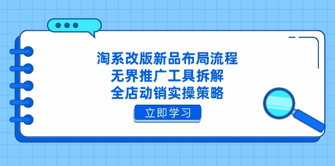 淘系改版新品布局流程，无界推广工具拆解，全店动销实操策略-轻创副业圈