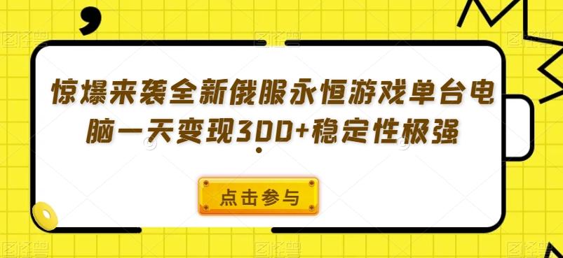 惊爆来袭全新俄服永恒游戏单台电脑一天变现300+稳定性极强-轻创副业圈