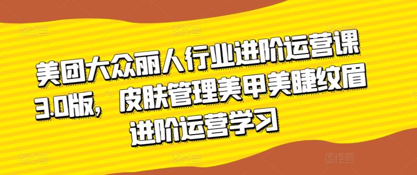 美团大众丽人行业进阶运营课3.0版，皮肤管理美甲美睫纹眉进阶运营学习-轻创副业圈