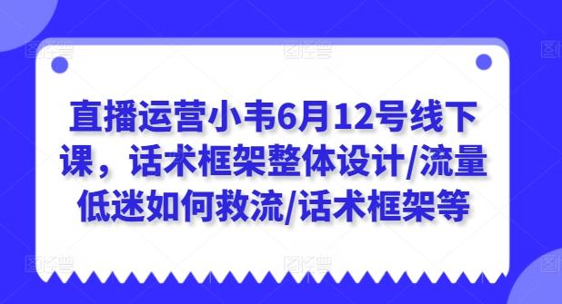 直播运营小韦6月12号线下课，话术框架整体设计/流量低迷如何救流/话术框架等-轻创副业圈