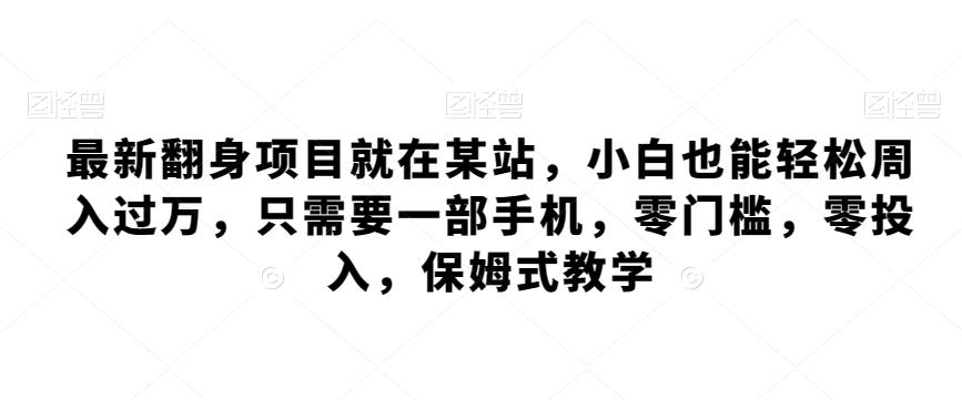 最新翻身项目就在某站，小白也能轻松周入过万，只需要一部手机，零门槛，零投入，保姆式教学-轻创副业圈