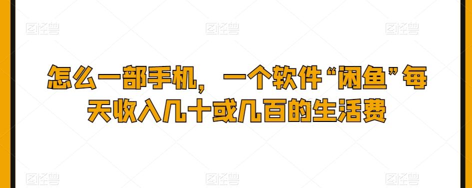 怎么一部手机，一个软件“闲鱼”每天收入几十或几百的生活费-轻创副业圈