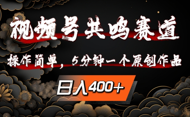 视频号共鸣赛道，操作简单，5分钟1个原创作品，日入几张【揭秘】-轻创副业圈