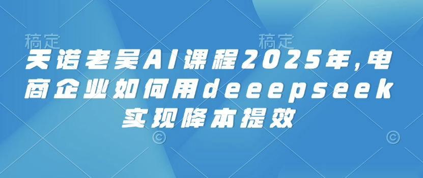 天诺老吴AI课程2025年，电商企业如何用deeepseek实现降本提效-轻创副业圈