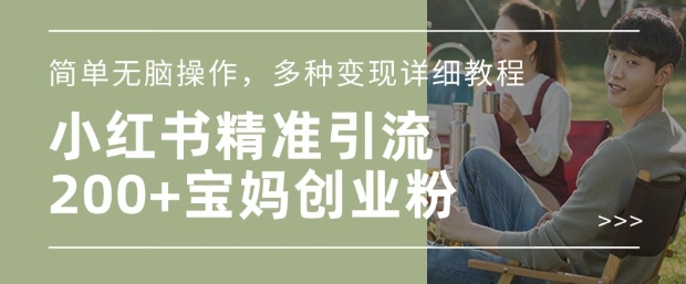 小红书混剪日引200+宝妈创业粉，简单无脑操作，多种变现详细教程-轻创副业圈