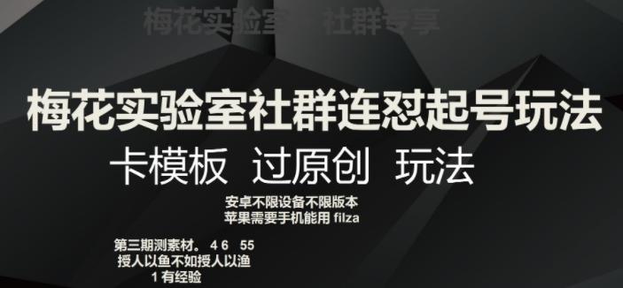 梅花实验室社群连怼起号玩法，卡模板过原创玩法【揭秘】-轻创副业圈