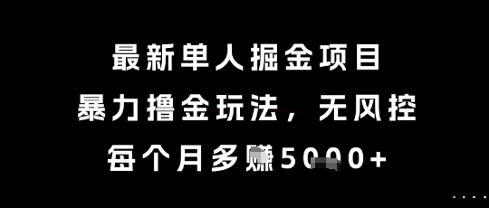 最新单人掘金项目，暴力撸金玩法，无风控，每个月多挣5k+【揭秘】-轻创副业圈