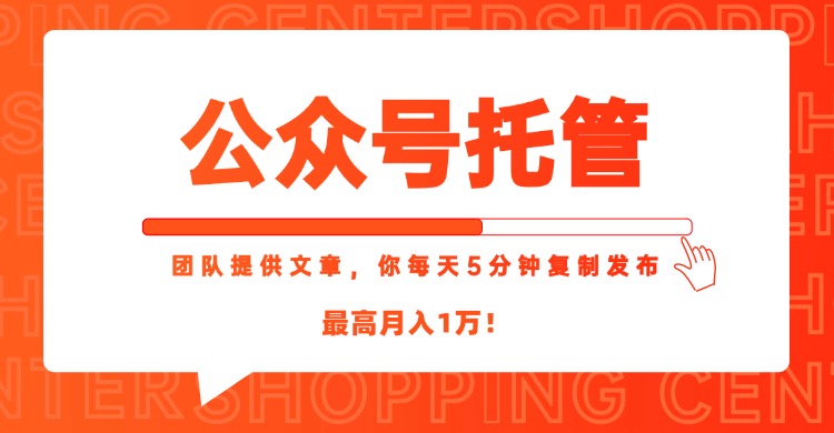 【公众号托管 】我提供文章，你每天５分钟复制发布，最高月入1W-轻创副业圈