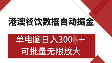 港澳餐饮数据全自动掘金，单电脑日入多张, 可矩阵批量无限操作【揭秘】-轻创副业圈
