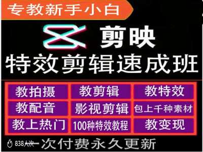 剪映特效教程和运营变现教程，特效剪辑速成班，专教新手小白-轻创副业圈