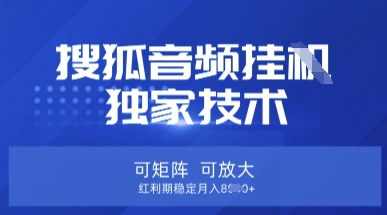 【搜狐音频挂G】独家技术，可矩阵可放大，红利期稳定月入8k【揭秘】-轻创副业圈