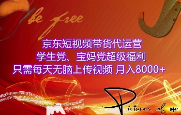京东短视频带货代运营，学生党、宝妈党超级福利，只需每天无脑上传视频，月入8000+【仅揭秘】-轻创副业圈