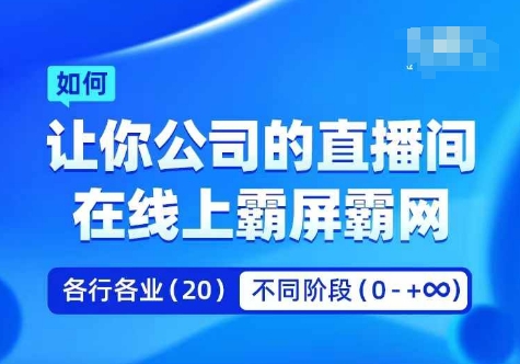 企业矩阵直播霸屏实操课，让你公司的直播间在线上霸屏霸网-轻创副业圈