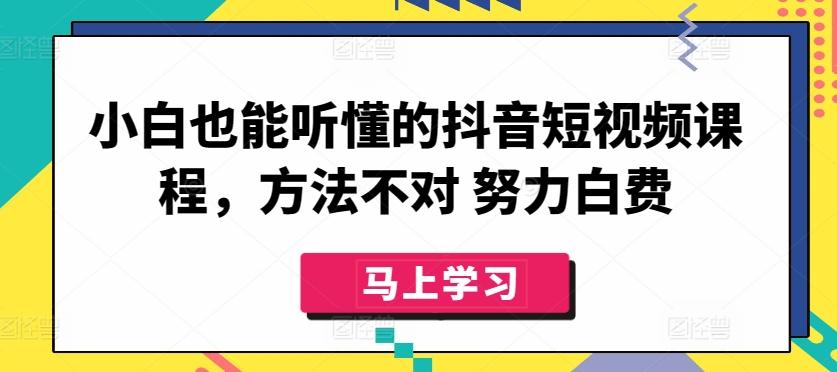 小白也能听懂的抖音短视频课程，方法不对 努力白费-轻创副业圈
