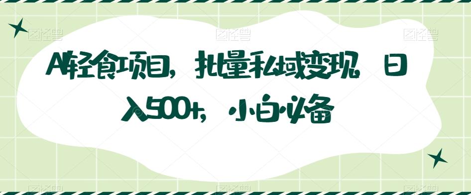 AI轻食项目，批量私域变现，日入500+，小白必备-轻创副业圈