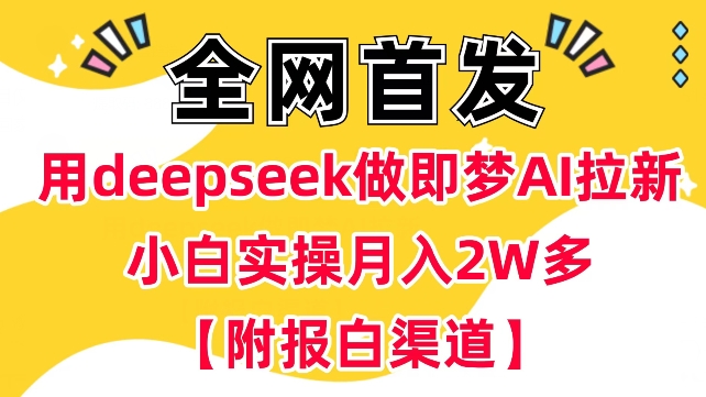 用deepseek做即梦Ai拉新 小白实操月入过W+【附报白渠道】-轻创副业圈