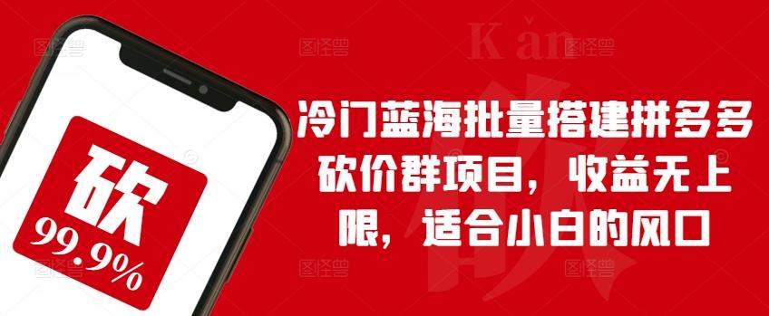 冷门蓝海批量搭建拼多多砍价群项目，收益无上限，适合小白的风口【揭秘】-轻创副业圈
