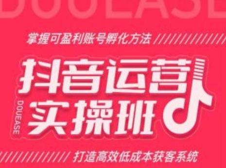 抖音运营实操班，掌握可盈利账号孵化方法，打造高效低成本获客系统-轻创副业圈